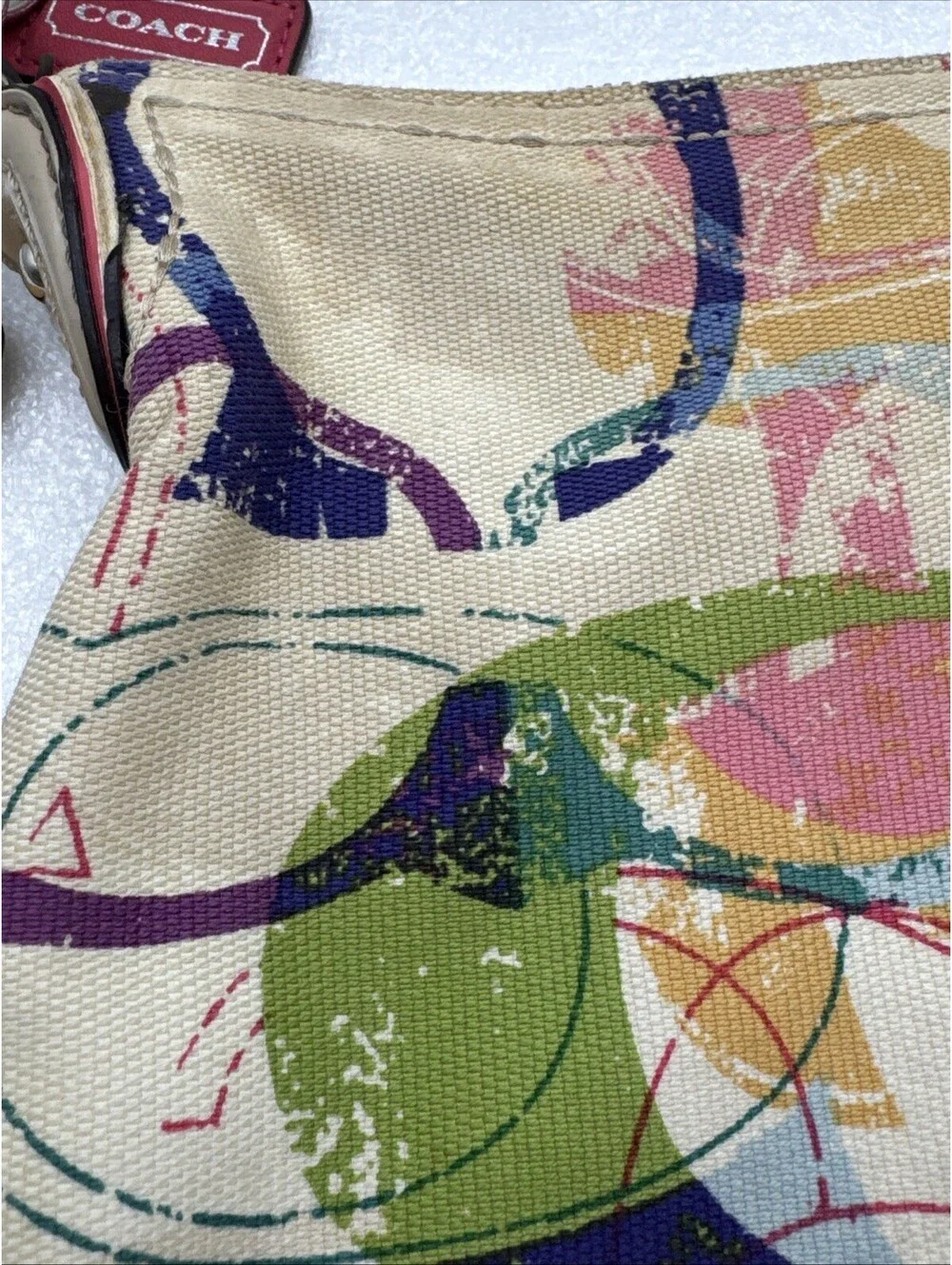 Coach Poppy Stamped C Hippie Signature Bag Colorful Monogram Shoulder Bag *READ*